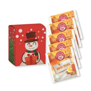 5er Bio Beuteltee Winter Orange in Faltschachtel mit Werbedruck