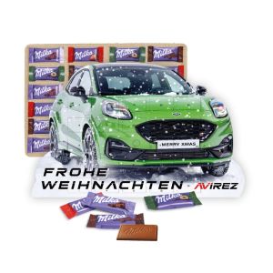 Adventskalender individuelle Kalenderform mit Milka Schokolade und Rundum-Werbedruck