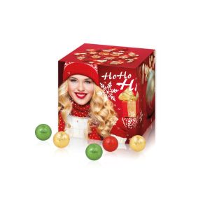 Adventskalender Cube mit Fairtrade Schokolade und Rundum-Werbedruck