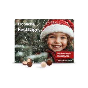 Wand-Adventskalender mit Brand Knusperkugeln und Rundum-Werbedruck