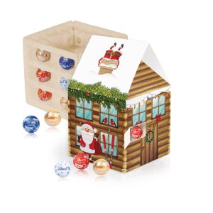 Adventskalender Weihnachtshaus reinpapier mit Werbedruck