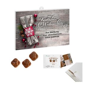 Schokoladen-Adventskalender mit Werbeeinleger und personalisierbarem Standardmotiv