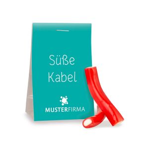 15 g  kurze rote Konfektstangen in Naschtasche mit Werbereiter