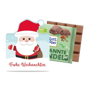 100 g Ritter SPORT in Santa-Kartonage mit Werbedruck