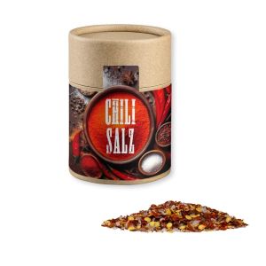 Chili-Salz in Kraftpapierdose Midi mit Werbebanderole