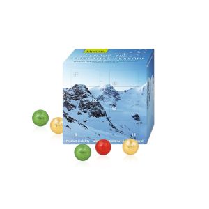 Adventskalender Cube mit Fairtrade Schokolade Inlay aus Papier und Rundum-Werbedruck