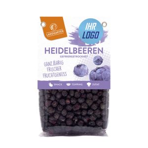20 g LANDGARTEN Pure Bio Heidelbeeren im Standbodenbeutel mit Werbeaufkleber