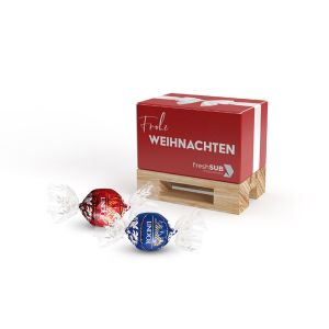Mini Palette mit Lindt Lindor Kugeln und Werbedruck