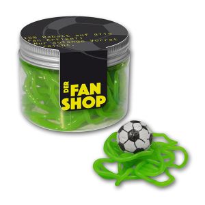 Fußballrasen in einer Mini-Dose mit einem individuellen Flügeletikett