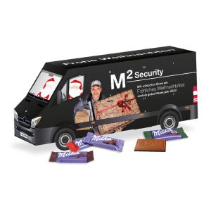 3D Adventskalender Transporter mit Milka Schokolade mit Werbedruck