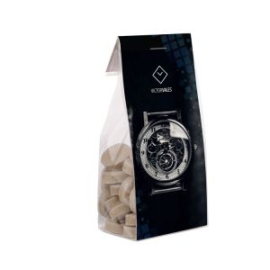100 g Hustenbonbons in Standbodenbeutel mit großem Werbereiter