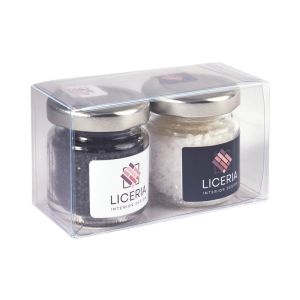 Fleur de Sel und schwarzes Salz als 2er-Set in Klarsichtbox