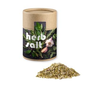 Bio Kräutersalz in Kraftpapierdose Midi mit Werbebanderole