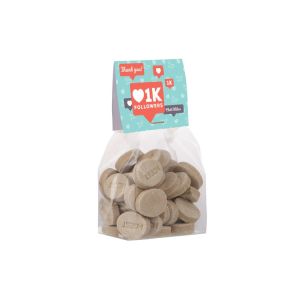 100 g Hustenbonbons in Standbodenbeutel mit Werbereiter