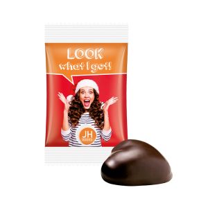 1 gingerbread heart in recyclable paper flow pack with advertising print