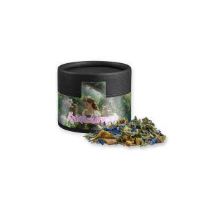 15 g Kräutertee Harmonie in Kraftpapierdose Mini schwarz mit Werbebanderole