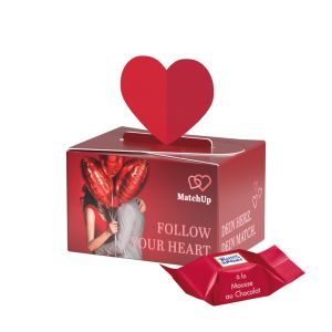 Ritter SPORT Schokowürfel Mousse au Chocolate in Geschenkbox Herz und Werbedruck