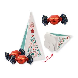 120 g Weihnachtspralinés Tannenbaum mit Haselnusscremefüllung in Motivkartonage mit Logodruck