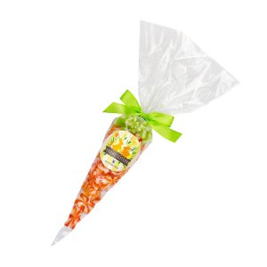 190 g Fruchtgummi Süße Möhre in der Spitztüte mit Werbeetikett