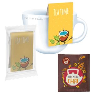 Bio Beuteltee Oriental CHAI mit Werbereiter und Bedruckung
