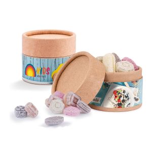 Mini Papierdose Kräutermischung Bonbons mit Papieretikett und Logodruck