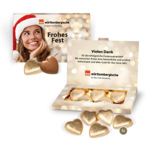Mailing Präsentbox Lindt-Schokoherzen mit Werbedruck