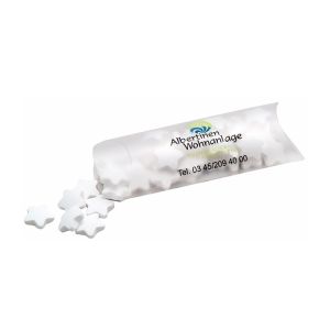 30 g Mint-Sternchen in Maxi-Kissen und Logodruck