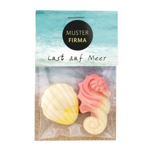 Naschbeutel Fruchtgummi Meerestiere mit Werbereiter
