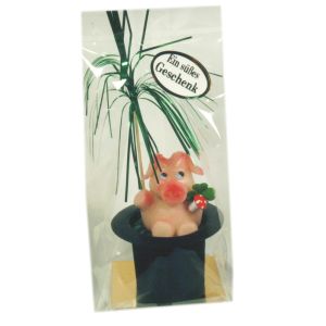 Schwein groß mit Sektflasche
