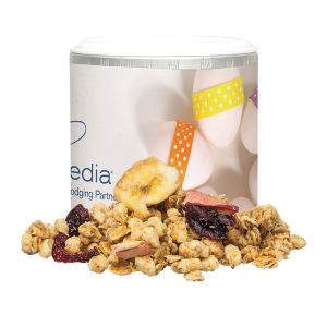 35 g Knusper Früchte Müsli in Pappdose mit Werbedruck