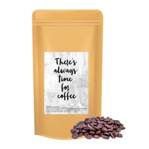 250 g Bio Kaffeebohnen in Doypack mit Werbeetikett