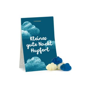 15 g Gute Nacht Hupferl in Naschtasche mit Werbereiter