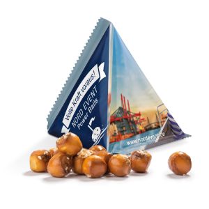 Werbe-Tetraeder mit Pretzel-Balls und Werbedruck