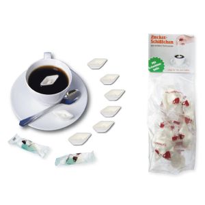 Zuckerschiffchen im Flowpack mit Logodruck