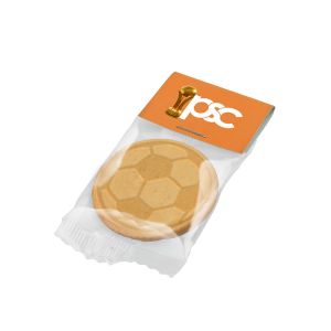 10 g runder Vanillekeks mit Logoprägung und Werbereiter