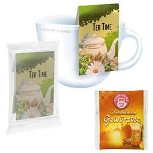 Beuteltee Orientalischer Gewürztee mit Werbereiter und Bedruckung