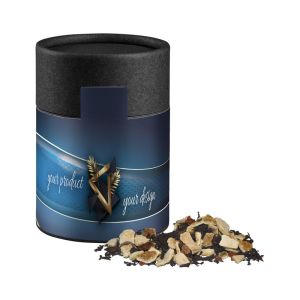 70 g Wintertage Tee in Kraftpapierdose Midi schwarz mit Werbeetikett