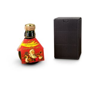 Kleinste Sektflasche Weihnachtsgruß mit Werbemanschette oder Werbeanhänger