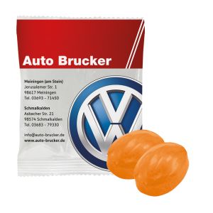 Orangen Fruchtbonbon im Duopack mit Werbedruck