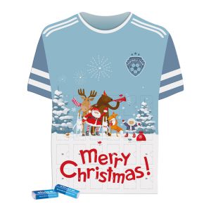Trikot-Adventskalender share mit kompostierbarem Inlay und Werbedruck