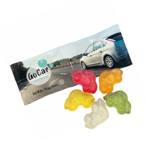 2er HARIBO Mini-Autos Fruchtgummi Kettenbeutel mit Werbebedruckung