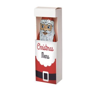 60 g Schoko Weihnachtsmann in Sichtfenster-Faltschachtel mit Logodruck