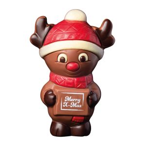 Rentier Rudi mit Merry X-Mas Aufdruck und Werbeanbringung