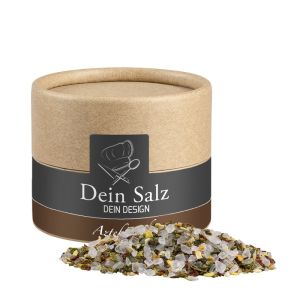 45 g Mexikanisches Aztekensalz in Kraftpapierdose Mini mit Werbeetikett
