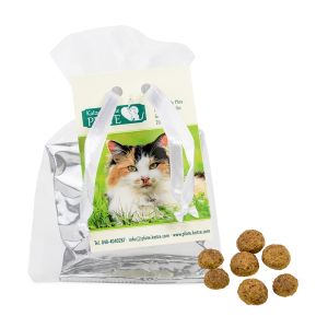 Katzen Leckerli im Organzabeutel mit Werbereiter