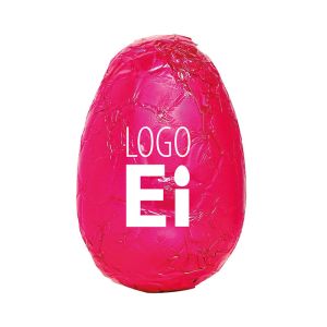 18 g Schoko-Osterei in Stanniol pink mit Logodruck
