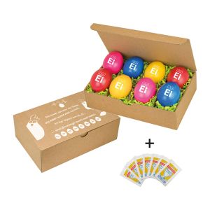 LogoEi in 8er Hühner-Box mit Werbeanbringung