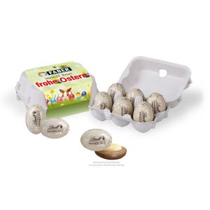 Lindt Mandoria 6er-Set in Eierkartonage mit Werbebanderole