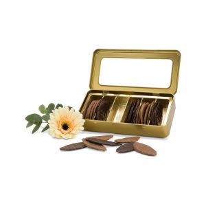 Präsent Mandelblätter in Golddose