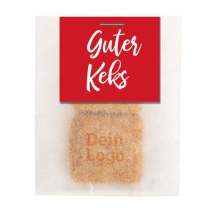 2er Pack Bio Logo Keks in Quadroform im transparenten Papiertütchen